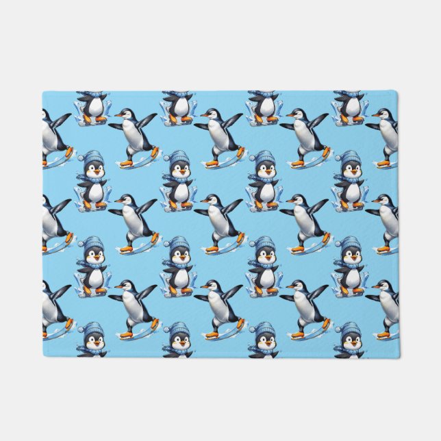 Felpudo Diseño del patrón de pingüinos (Anverso)