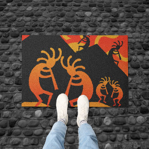 Felpudo Diseño del sudoeste de Kokopelli de la puesta del