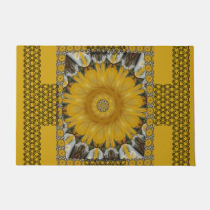 Felpudo Diseño dorado de girasol de estampado africano