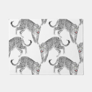 Felpudo Diseño elegante en blanco de leopardo negro y ros
