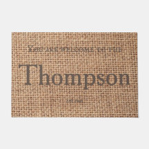 Diseño elegante y moderno nombre familiar burlap