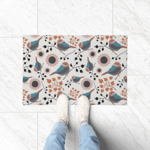 Felpudo Diseño floral con motivos de pájaros y cerezos