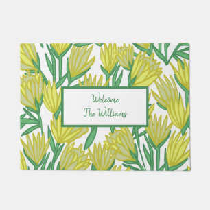 Felpudo Diseño floral de arte original amarillo personaliz