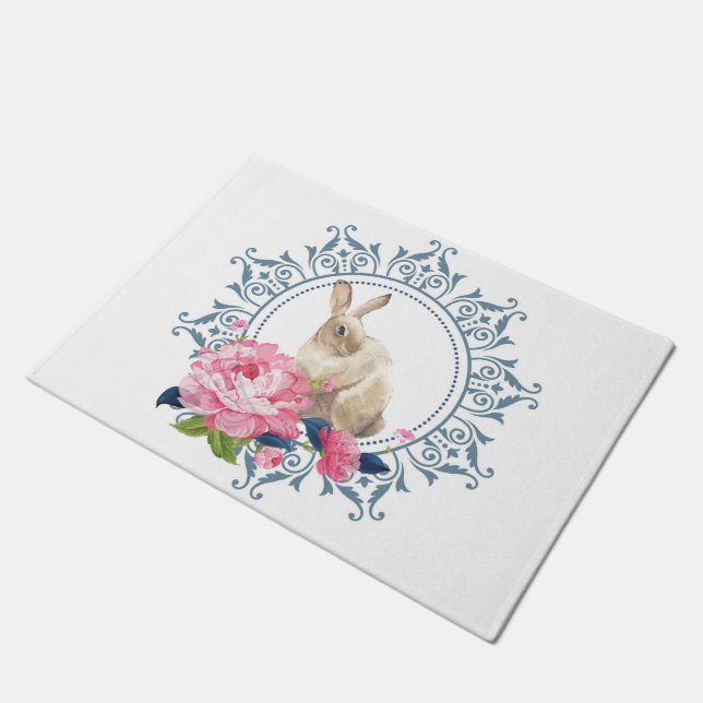 Felpudo Diseño Floral de Conejo de Pascua (Angular)