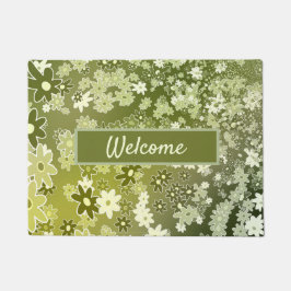 Felpudo Diseño floral verde bienvenida personalizada Doorm