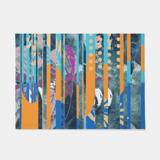 Felpudo Diseño florístico y geométrico de colores vivos