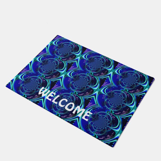 Felpudo Diseño Fractal Azul Eléctrico (Angular)