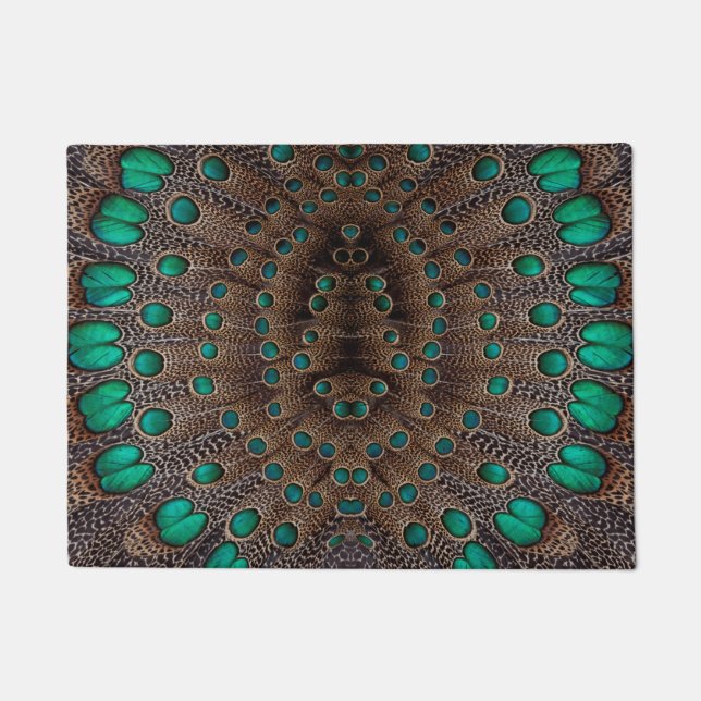 Felpudo Diseño Fractal de Pluma de Faisán (Anverso)