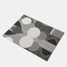 Felpudo Diseño geométrico gris y blanco con líneas de círc