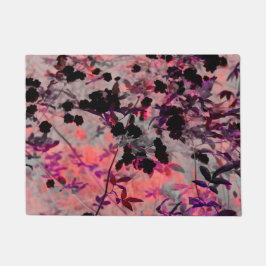 Felpudo Diseño gráfico de patrones de flores negras rojas