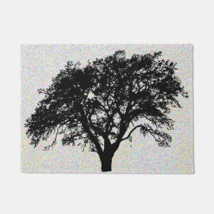 Felpudo Diseño negro fresco de la impresión del árbol