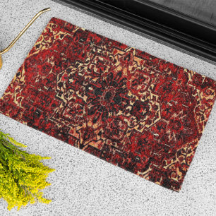 Felpudo Diseño oriental de la manta en rojo oscuro