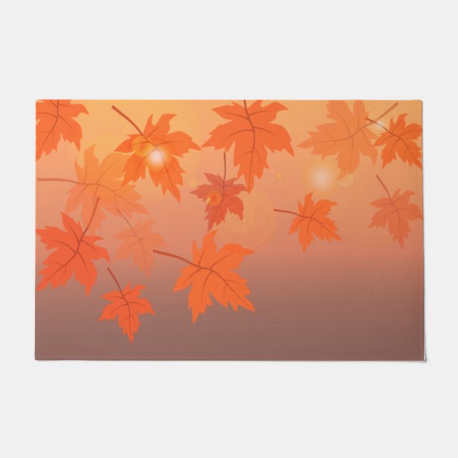 Felpudo Diseño otoñal con hojas de arce y efecto bokeh (Anverso)