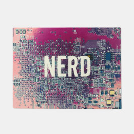 Felpudo Diseño retro nerd de la tarjeta de circuito rojo
