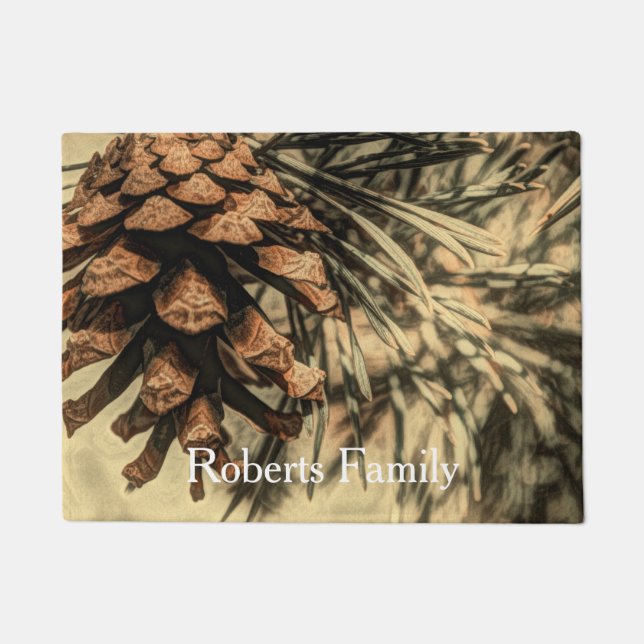 Felpudo Diseño rústico de cono de pino (Anverso)