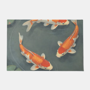 Felpudo Diseño Sereno de Estanque de Peces Koi Elegantes
