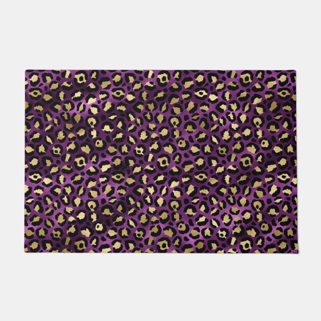 Felpudo Diseño serie Leopardo morado y dorado 1 (Anverso)