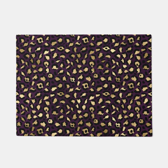Felpudo Diseño serie Leopardo morado y dorado 2 (Anverso)