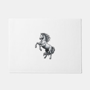 Felpudo Diseño vectorial de caballo encabritado con grabad