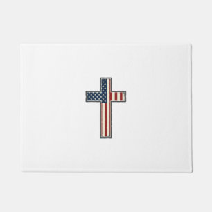 Felpudo Diseño vectorial de cruz patriótica angustiado_1