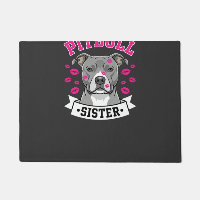 Felpudo Diseño Vectorial de Hermana Amante de Pitbull (Anverso)