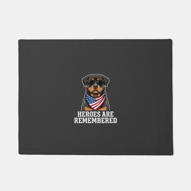 Felpudo Diseño vectorial de perro héroe Rottweiler patriót (Anverso)