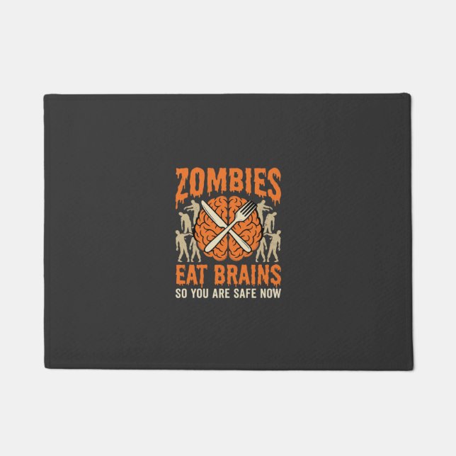 Felpudo Diseño vectorial de zombie divertido que come cere (Anverso)