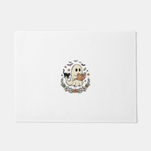 Felpudo Diseño vectorial floral de gato fantasma vintage d