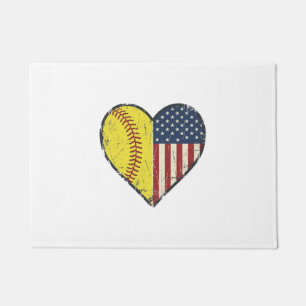 Felpudo Diseño vectorial vintage de béisbol patriótico cor
