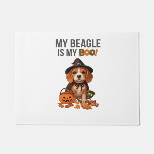 Felpudo Disfraz de Beagle Halloween Mi Beagle es mi perro  (Anverso)