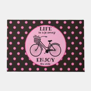 Felpudo Disfruta Del Paseo   Bicicleta Con Flores Motivaci