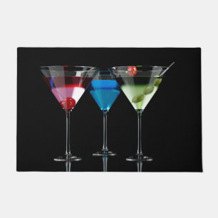 Felpudo Distintos cócteles con gafas de martini en negro