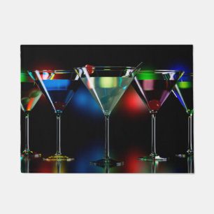 Felpudo Distintos cócteles en gafas de martini con luces