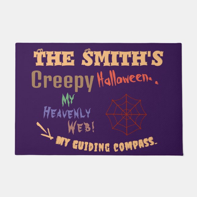 Felpudo Diversión personalizada Purple Halloween Spider We (Anverso)