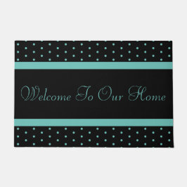 Felpudo Divertida Verde azulada polka Dot Welcome Mat