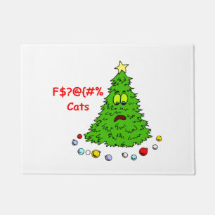 Felpudo Divertido árbol de Navidad Chiste gatos Navidad Na