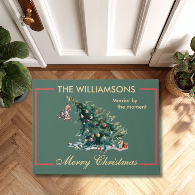 Felpudo Divertido árbol de Navidad danzando foto de gato (Subido por el creador)