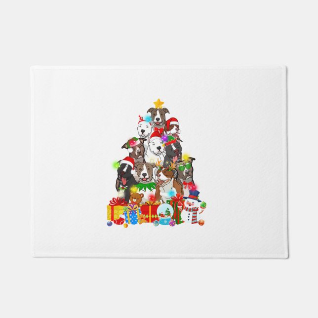 Felpudo Divertido árbol de Navidad de Pitbull ilumina a pe (Anverso)