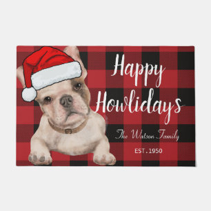 Felpudo Divertido bulldog francés lindo rojo Feliz cumplea