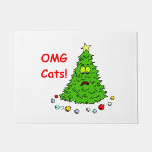 Felpudo Divertido Chiste de Árbol de Navidad OMG Gatos Nav