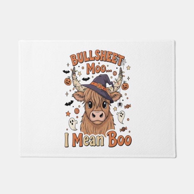 Felpudo Divertido folleto de la vaca de Halloween quiero d (Anverso)