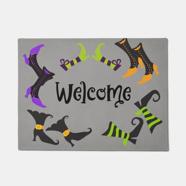 Felpudo Divertido Halloween Bienvenida Mat Witch Goblin Sh (Anverso)