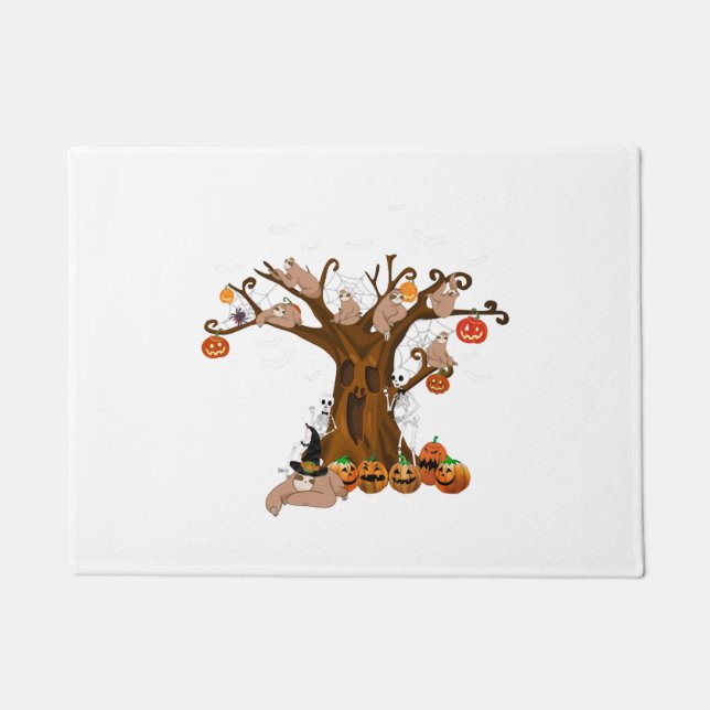 Felpudo Divertido Halloween Sloth Spooky Halloween Tree (Anverso)