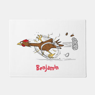 Felpudo Divertido ilustracion de pollo fresco y personaliz