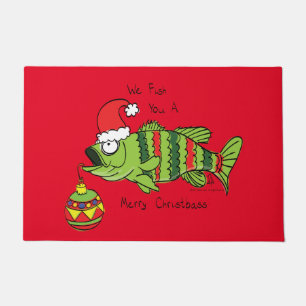 Felpudo Divertido Navidad Personalizado de pescado crudo