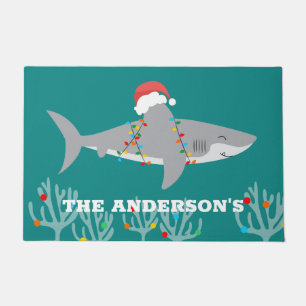 Felpudo Divertido Navidades de tiburones Door Mat