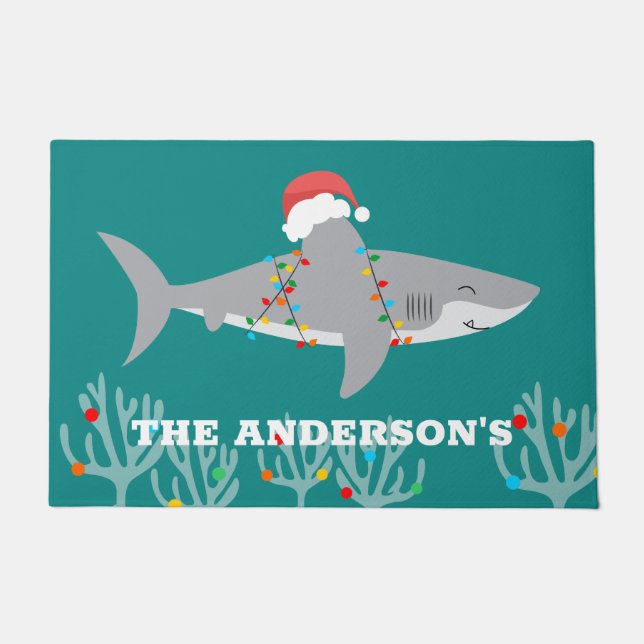 Felpudo Divertido Navidades de tiburones Door Mat (Anverso)