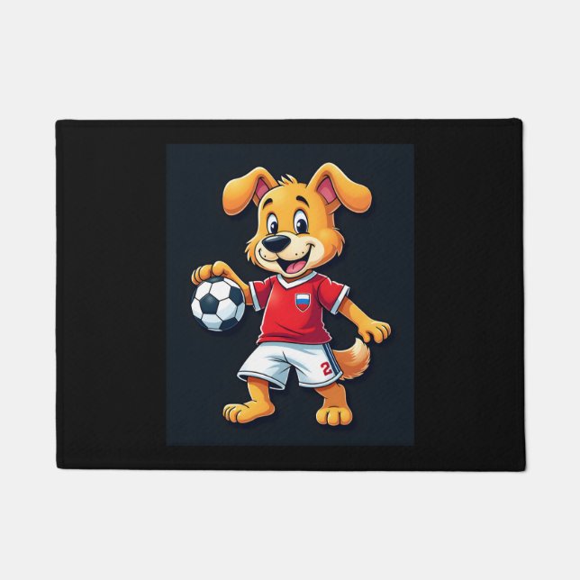 Felpudo Divertido perro canino Rusia Soccer Jersey ruso Fo (Anverso)