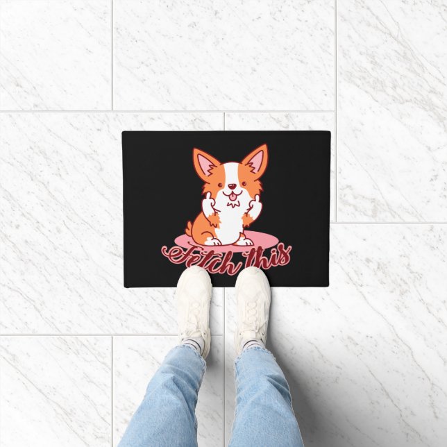 Felpudo Divertido perro de Corgi medio capta esto (Interior)