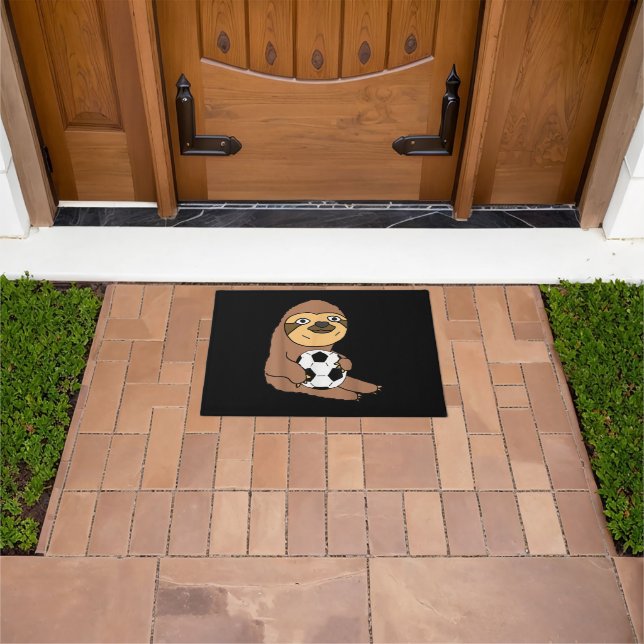 Felpudo Divertido Sloth Jugando Fútbol (Exterior)